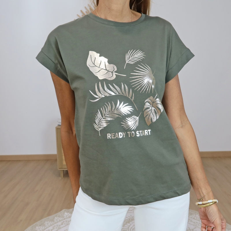 t-shirt kika kaki femme tiffosi
