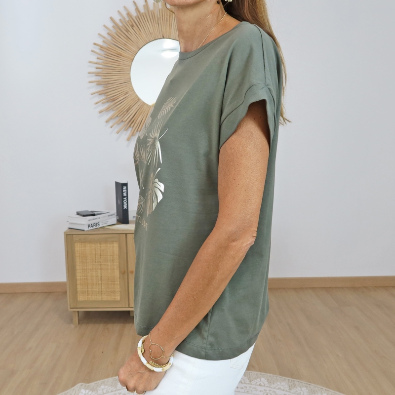 t-shirt kika kaki femme tiffosi