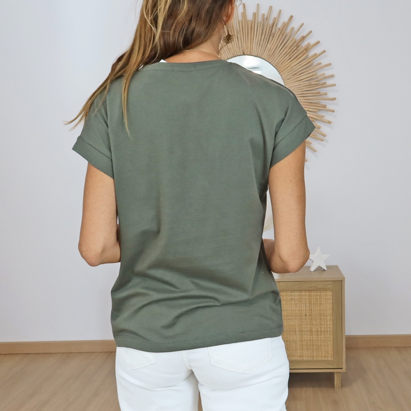 t-shirt feuillage dore femme