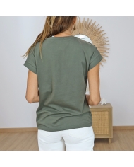 t-shirt feuillage dore femme