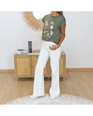 t-shirt manches courtes femme kaki