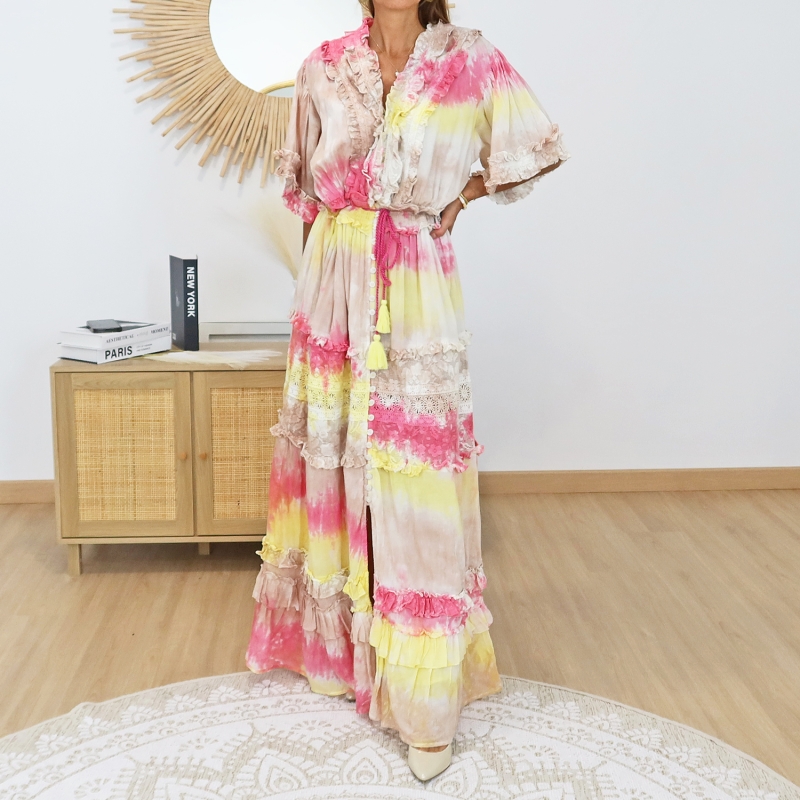 robe longue boheme multicolore femme