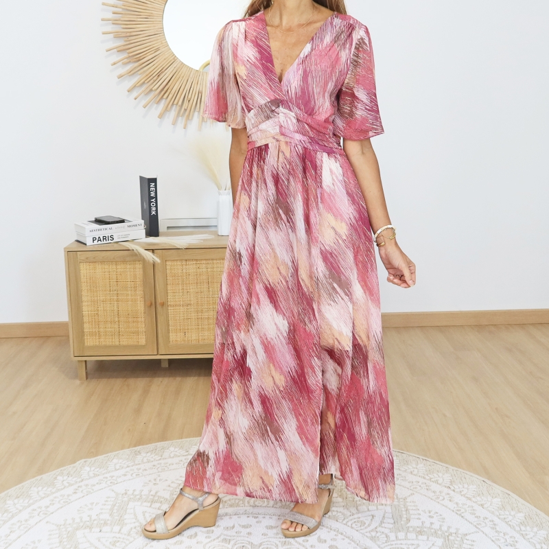 robe longue rose degrade femme