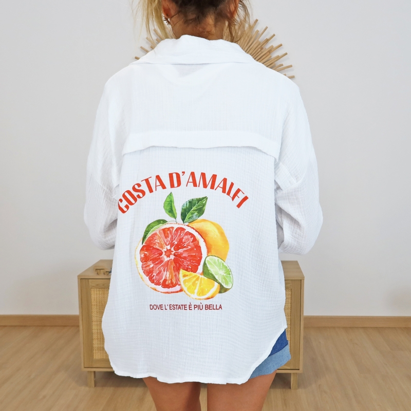 chemise imprime orange femme ete