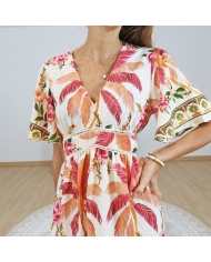 robe fleurie manches courtes femme