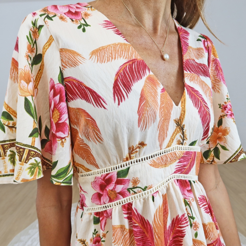 robe fleurie decollete V femme