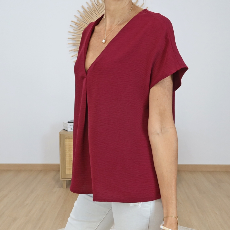 top col v bordeaux femme