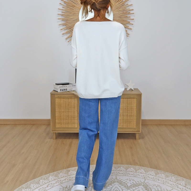 Pull Elisa Love Yourself écru