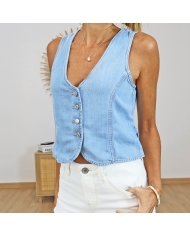 gilet denim leger femme