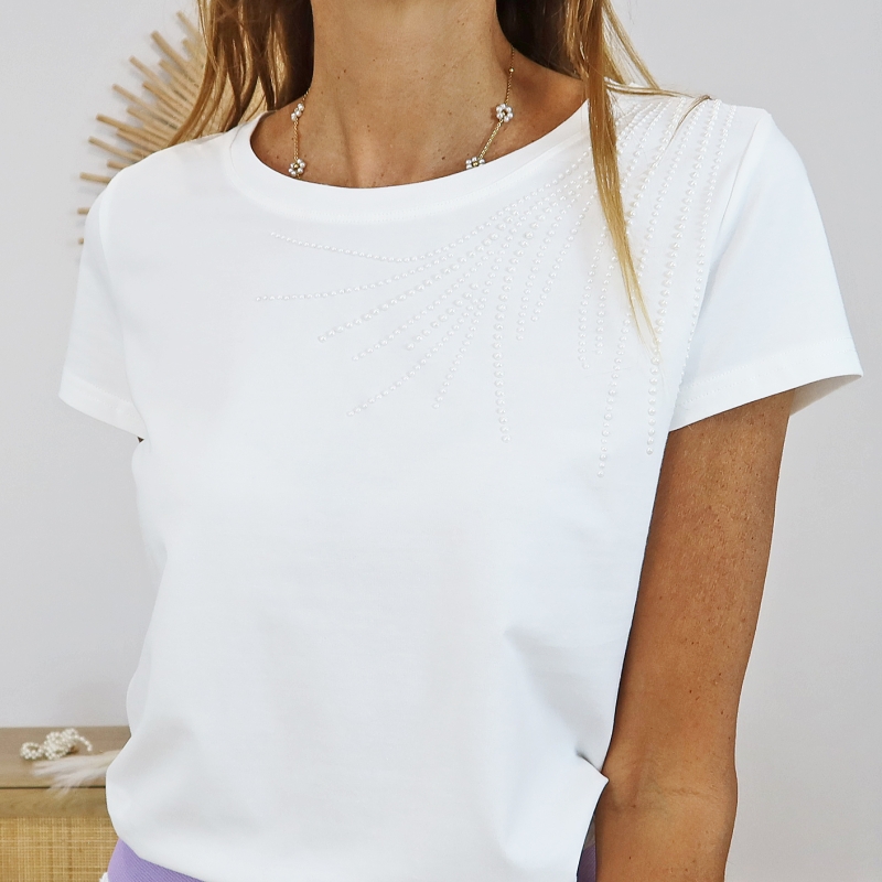t-shirt coton stretch femme blanc