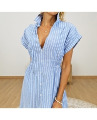 robe chemise bleu rayé femme