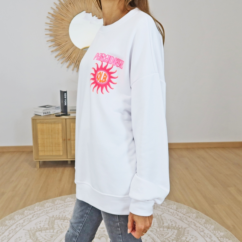 sweat paradise détail imprimé soleil