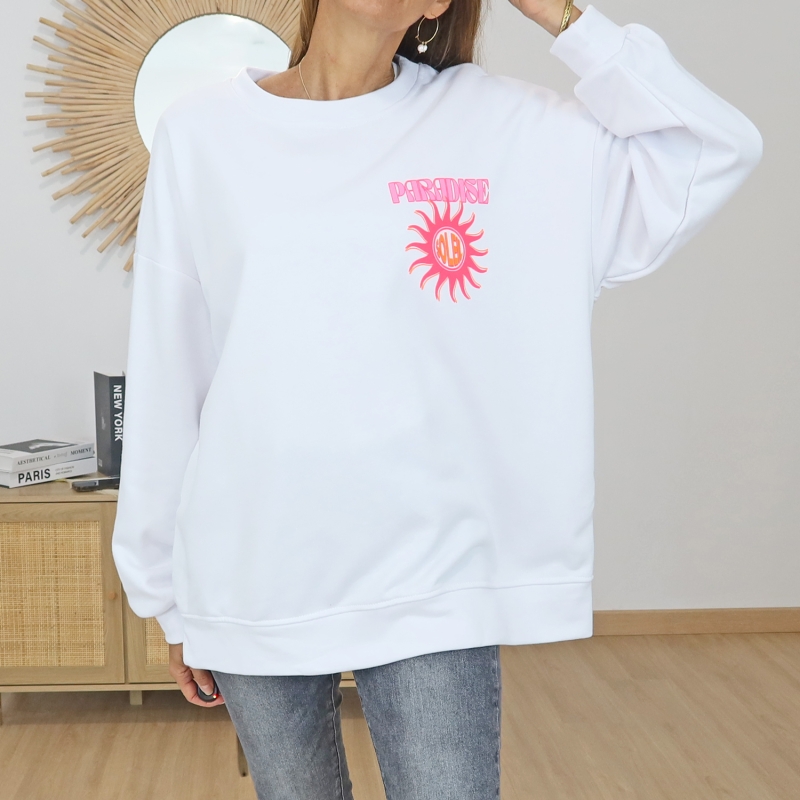 sweat femme oversize blanc look casual