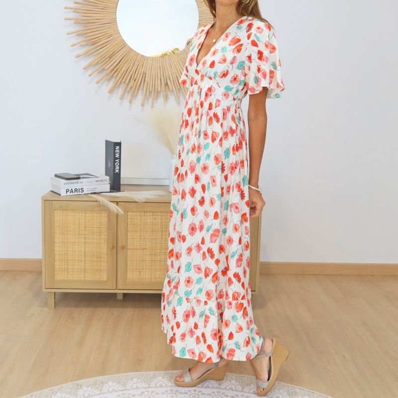 robe lena détail imprimé fleurs