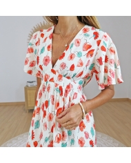 robe longue lena col v détail