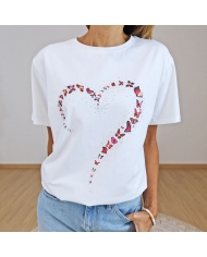 t-shirt coeur papillons détail