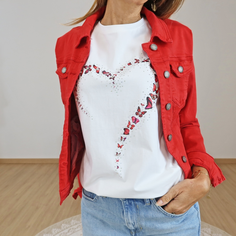 t-shirt clara strass coeur détail