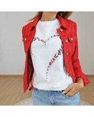 t-shirt clara strass coeur détail