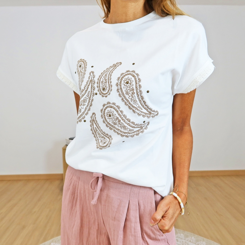 t-shirt natalie detail arabesque caramel