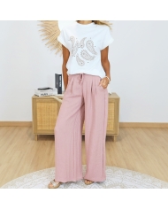 pantalon vieux rose look femme