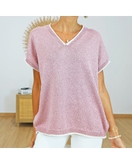 top maille sofia rose vue face