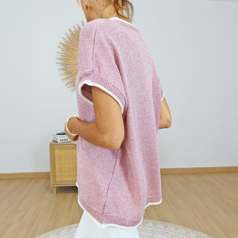 top sofia rose lurex femme detail maille