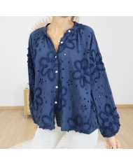 chemisier blossy bleu marine vue face