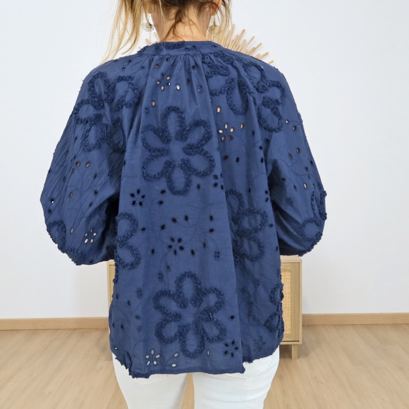 blouse blossy motifs ajourés femme
