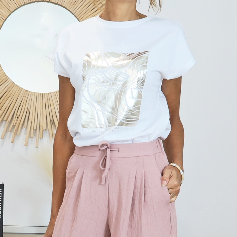 t-shirt imprime metallise femme tenue