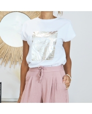 t-shirt imprime metallise femme tenue