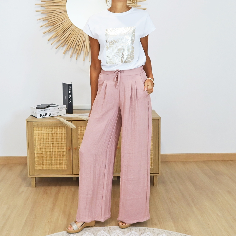 t-shirt madrid 25 porte avec pantalon rose