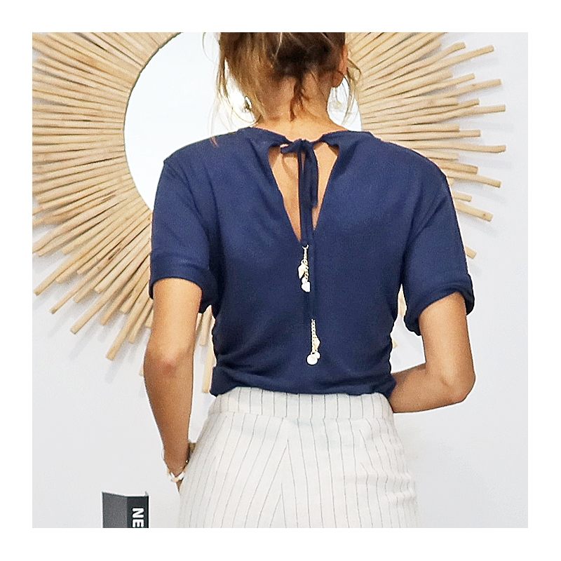 top isla dos detail bijoux coquillage