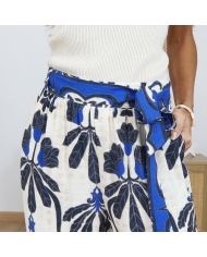 pantalon imprime femme detail ceinture nouee