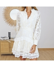 robe dentelle ecrue femme