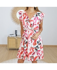 robe courte imprimee rouge femme