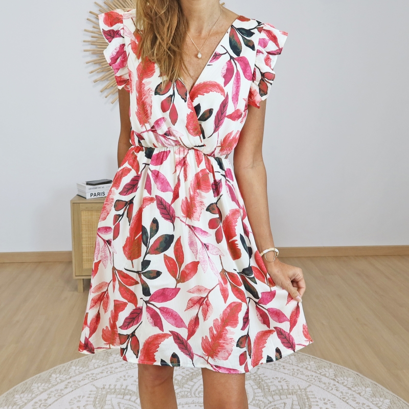 robe fluide ete rouge et rose