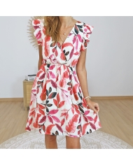 robe fluide ete rouge et rose