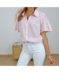 chemisier lyocell rose coupe droite femme