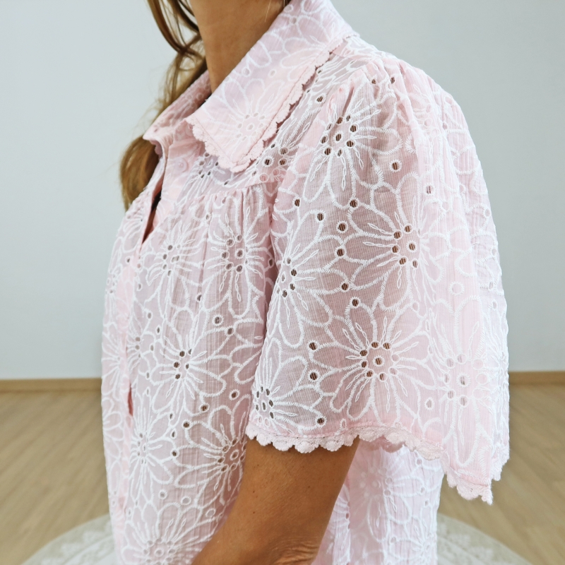 top rose bohème chic brodé femme