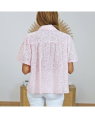 chemisier été femme rose léger look porté