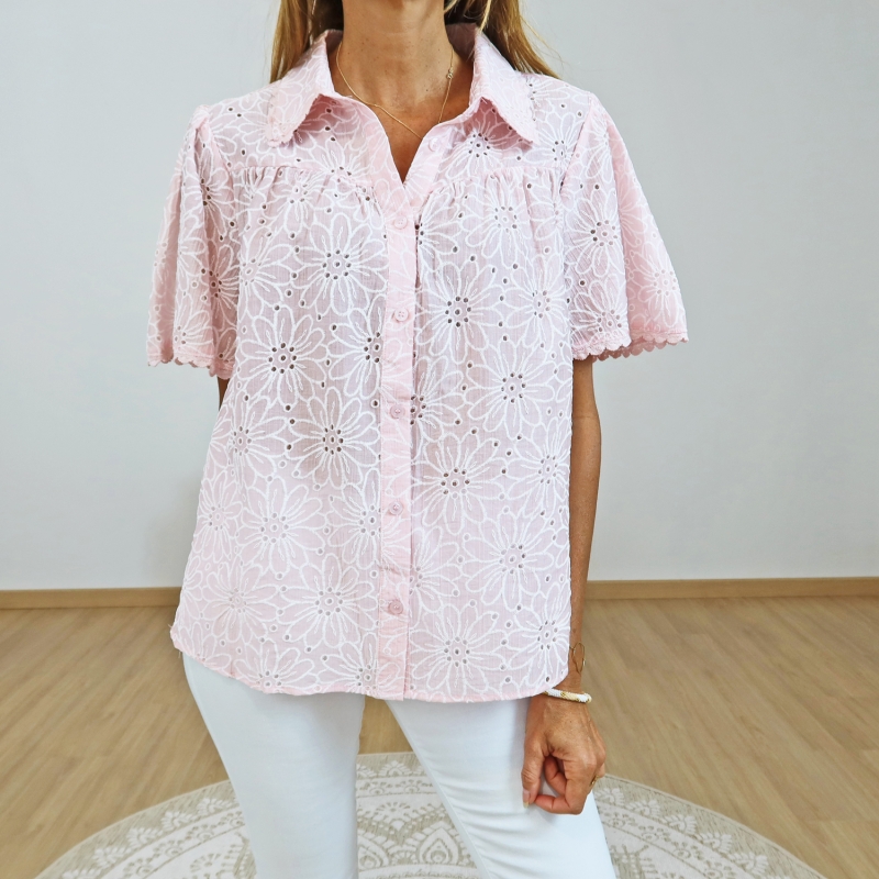 chemisier rose élégant femme tenue estivale