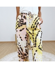 pantalon large femme taille haute imprimé été