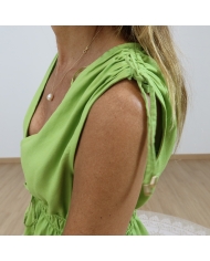 top femme vert liens épaules ajustables