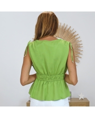 blouse verte fluide coupe évasée