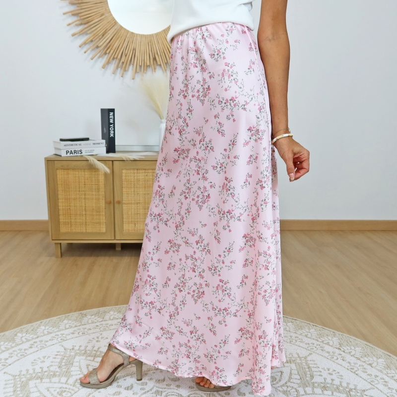 jupe fluide femme imprimé fleurs détail