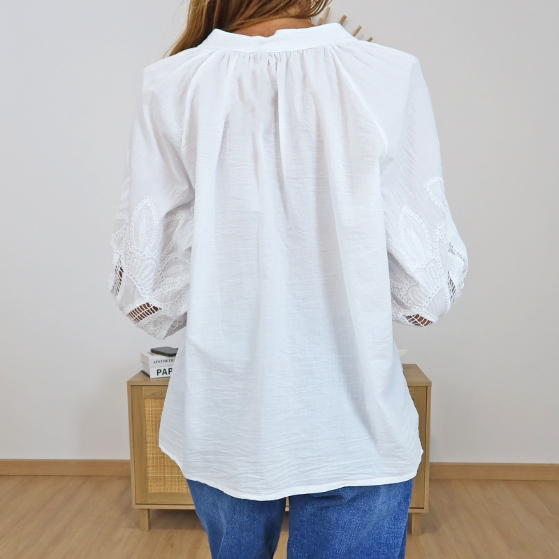 chemisier coton blanc coupe fluide femme