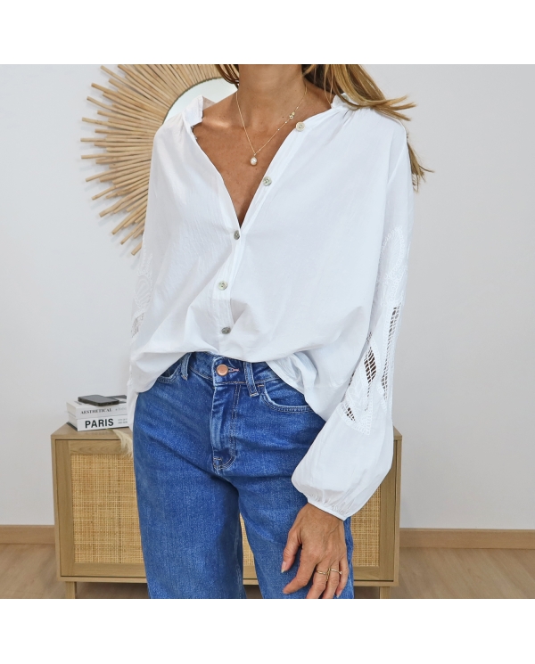 chemisier blanc élégant look porté