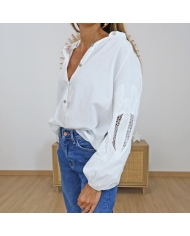 blouse blanche femme manches travaillées