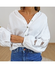 chemisier blanc femme oversize vue face