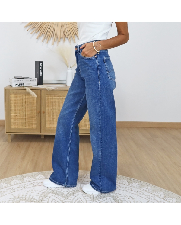 jean taille haute femme coupe large